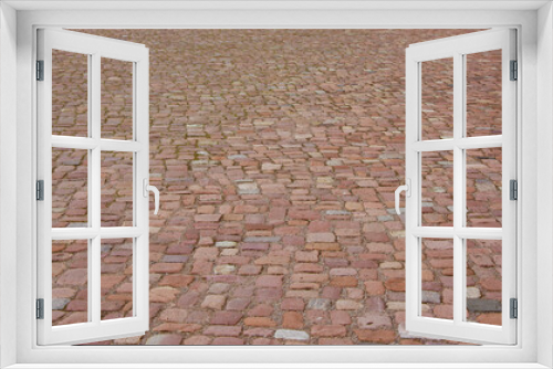 Fototapeta Naklejka Na Ścianę Okno 3D - Old cobblestone pavement. Stone vintage paved road