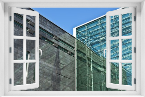 Fototapeta Naklejka Na Ścianę Okno 3D - Glass and Concrete Facade of Modern Minimalistic Building