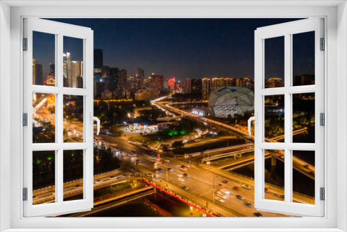 Fototapeta Naklejka Na Ścianę Okno 3D - city night view
