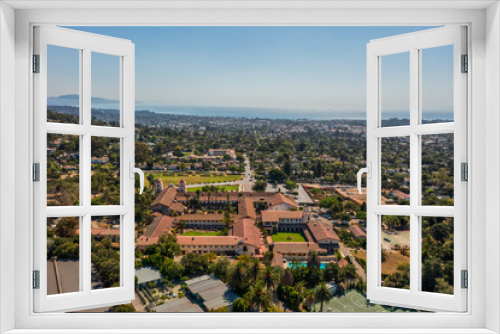 Fototapeta Naklejka Na Ścianę Okno 3D - Drone photo of Old Mission in Santa Barbara, California, with ocean view