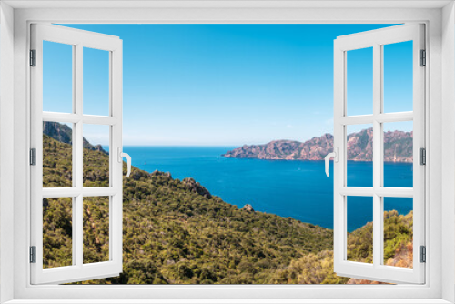 Fototapeta Naklejka Na Ścianę Okno 3D - Panoramic view over the Gulf of Girolata on the west coast of Corsica