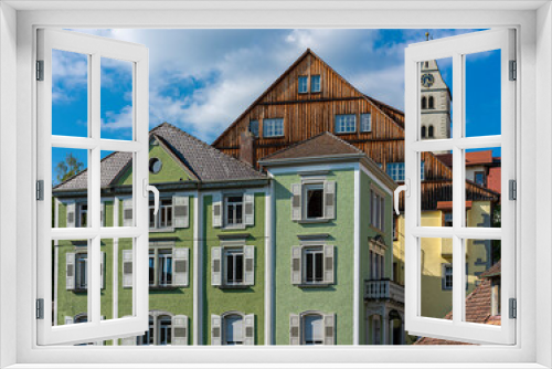 Fototapeta Naklejka Na Ścianę Okno 3D - Kirche und Fachwerkhaus in Meersburg am Bodensee
