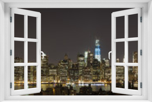 Fototapeta Naklejka Na Ścianę Okno 3D - New York by night - new WTC in blue