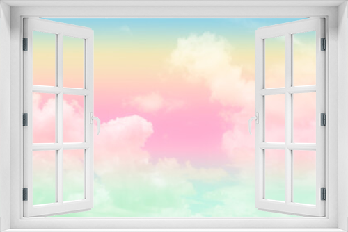 Fototapeta Naklejka Na Ścianę Okno 3D - Pink cloud pastel color with yellow and blue, green sky. abstract rainbow gradient fantasy sweet background. beautiful wallpaper. love valentine days concept.
