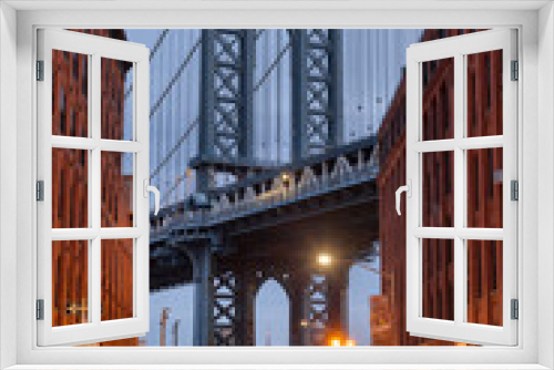 Fototapeta Naklejka Na Ścianę Okno 3D - Cityscape of Manhattan Bridge from Brooklyn in New York City