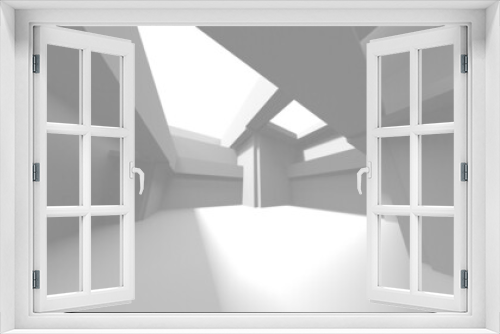 Fototapeta Naklejka Na Ścianę Okno 3D - Illuminated corridor interior design. Empty Room Interior Background