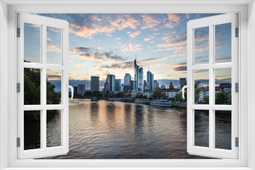 Fototapeta Naklejka Na Ścianę Okno 3D - Skyline of Frankfurt at blue hour 2