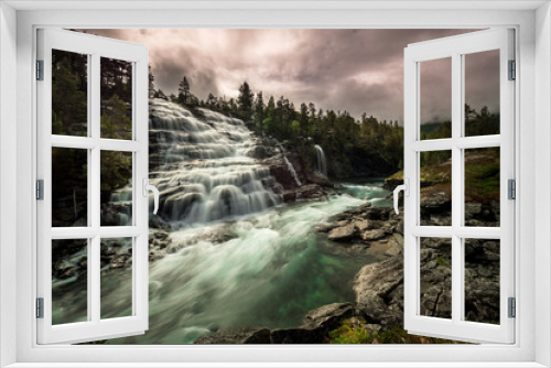 Fototapeta Naklejka Na Ścianę Okno 3D - Waterfall Lanscape Moody Scenery 