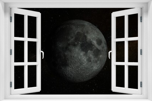 Fototapeta Naklejka Na Ścianę Okno 3D - Moon in the outer space background 3D rendering