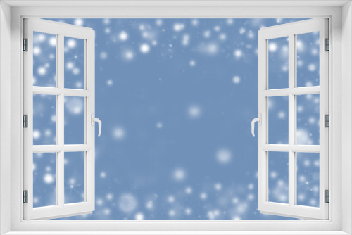 Winter background with the frame of snow and the snow flakes.