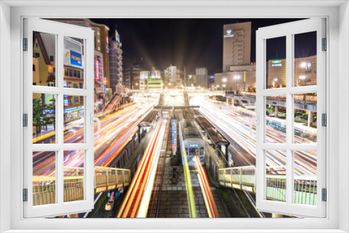 Fototapeta Naklejka Na Ścianę Okno 3D - 長崎駅前の夜景