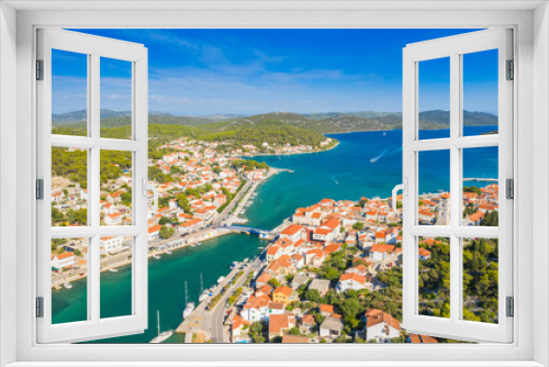 Fototapeta Naklejka Na Ścianę Okno 3D - Town of Tisno on the island of Murter, Dalmatia, Croatia, aerial panoramic view