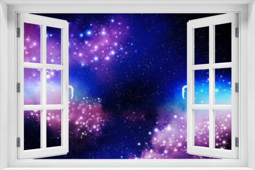 Fototapeta Naklejka Na Ścianę Okno 3D - Interstellar nebula in space, star clusters, supernova explosion. Abstract background 3d illustration. 