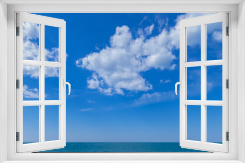 Fototapeta Naklejka Na Ścianę Okno 3D - Beautiful panoramic seascape with clouds on a sunny day, mediterranean sea in tuscany italy