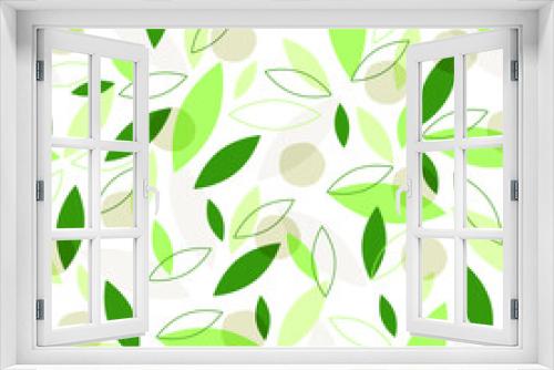 Fototapeta Naklejka Na Ścianę Okno 3D - Pattern seamless vector. Leaf, leaves, floral theme, botanical. Tropical, nature, green and pastel colors. Spring and summer print. Backdrop, background. Repeat, tiled.