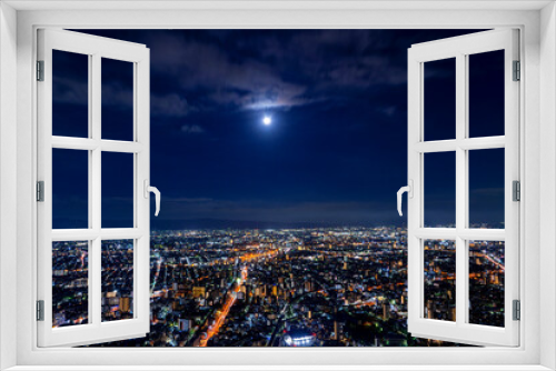Fototapeta Naklejka Na Ścianę Okno 3D - [大阪府]あべのハルカスからの大阪市街の夜景