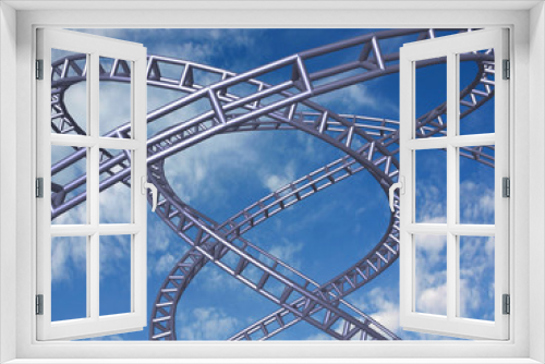 Fototapeta Naklejka Na Ścianę Okno 3D - High speed track on blue sky, 3D render.