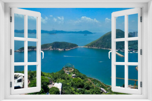 Fototapeta Naklejka Na Ścianę Okno 3D - Aberdeen Channel. Coast of Hong Kong Island. Islands, sea and residential houses