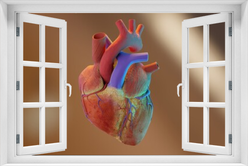 Fototapeta Naklejka Na Ścianę Okno 3D - 3d illustration of human heart. realistic image isolated, Correct anatomical heart with venous system, 3d render