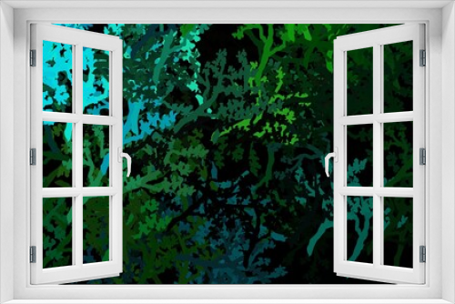 Fototapeta Naklejka Na Ścianę Okno 3D - Dark Blue, Green vector doodle layout with trees, branches.