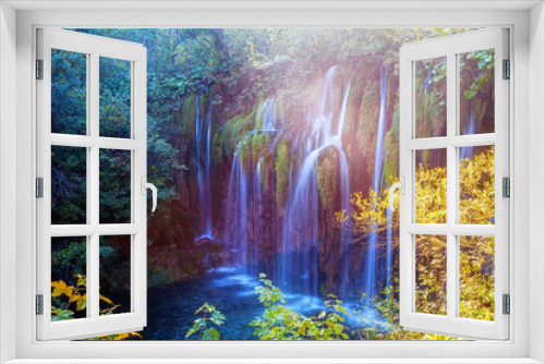 Fototapeta Naklejka Na Ścianę Okno 3D - Waterfall in forest of Plitvice Lakes