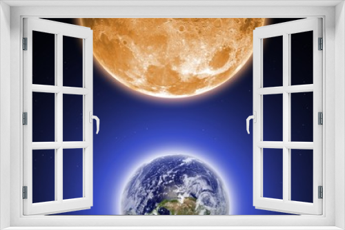 Fototapeta Naklejka Na Ścianę Okno 3D - Earth and moon