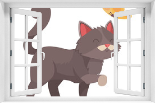 Fototapeta Naklejka Na Ścianę Okno 3D - Cat Cartoon Illustration