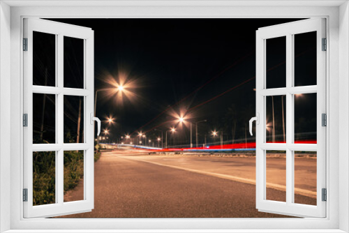 Fototapeta Naklejka Na Ścianę Okno 3D - traffic in night