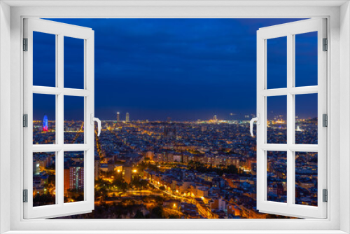 Fototapeta Naklejka Na Ścianę Okno 3D - Scenic bird's eye view of Barcelona city at evening twilight