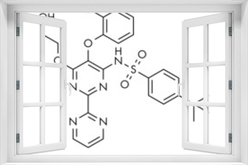 Bosentan pulmonary artery hypertension (PAH) drug molecule. Skeletal formula.