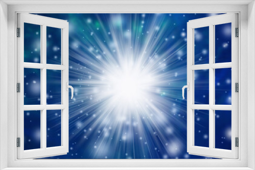 Fototapeta Naklejka Na Ścianę Okno 3D - Beautiful Christmas blue background with falling snow and a bright glowing star in the center. Christmas card template . Large size.