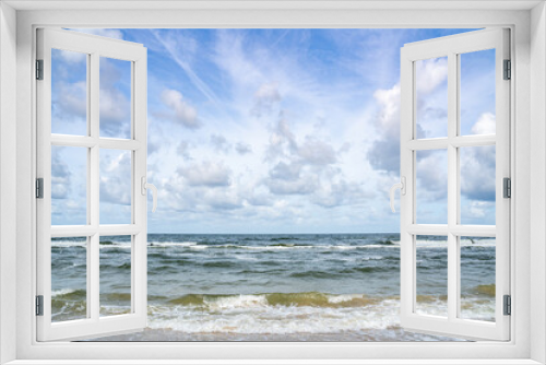 Fototapeta Naklejka Na Ścianę Okno 3D - A panorama of the Baltic Sea coast during stormy weather