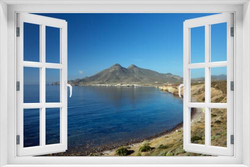 Fototapeta Naklejka Na Ścianę Okno 3D - View of the mountains on the seascape of Cabo de Gata in Almería
