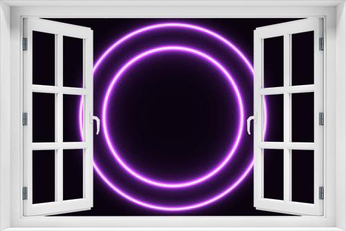 Fototapeta Naklejka Na Ścianę Okno 3D - Neon purple circle glowing abstraction 3d light for banner