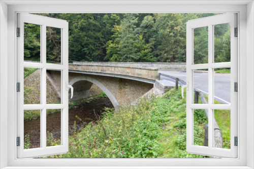 Fototapeta Naklejka Na Ścianę Okno 3D - across, architecture, around, autumn, background, beautiful, beauty, bridge, clear, cliff, color, connection, creek, czech republic, eagle mountains, exposure, fall, foreground, forest, green, landsca