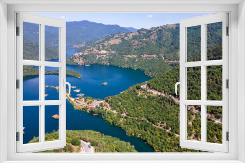 Fototapeta Naklejka Na Ścianę Okno 3D - Aerial view of Vacha (Antonivanovtsi) Reservoir, Bulgaria