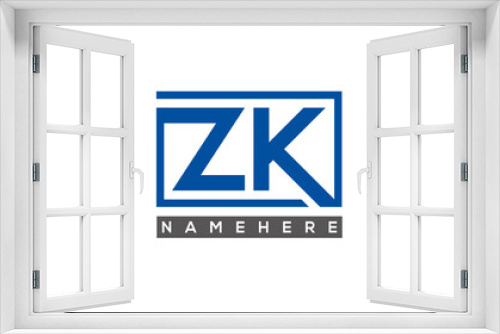 ZK Letters Logo With Rectangle Logo Vector