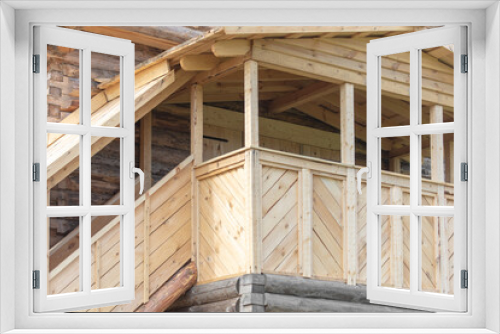 Fototapeta Naklejka Na Ścianę Okno 3D - Porch in a wooden house.