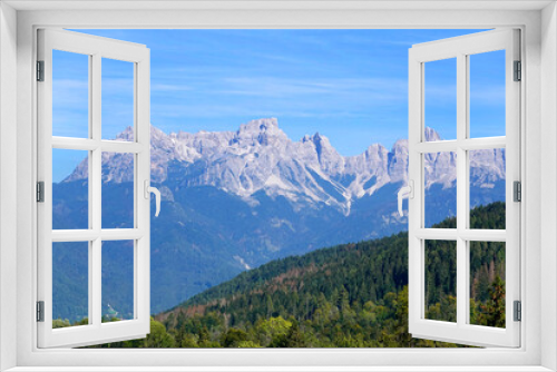 Fototapeta Naklejka Na Ścianę Okno 3D - Summer view of the famous Pale di San Martino near San Martino di Castrozza, Italian dolomites