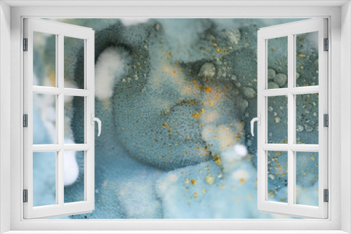 Fototapeta Naklejka Na Ścianę Okno 3D - Mold close-up macro. Abstract background blue white.