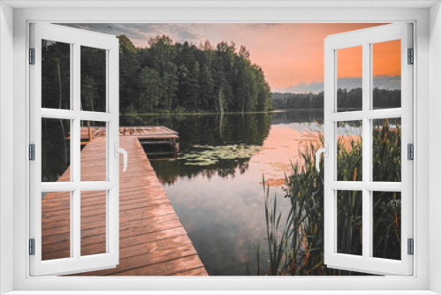 Fototapeta Naklejka Na Ścianę Okno 3D - sunrise on the lake