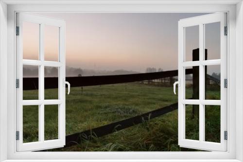 Fototapeta Naklejka Na Ścianę Okno 3D - Autumn Morning Mist Over the Field on Countryside