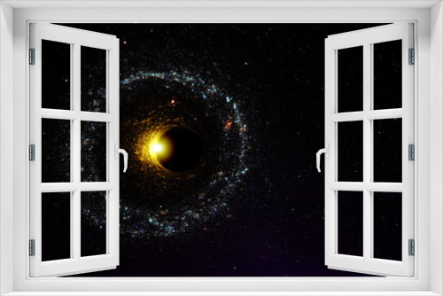 Fototapeta Naklejka Na Ścianę Okno 3D - Abstract space wallpaper. Black hole with eclipse in outer space. Copy space for your sci fi text. Elements of this image furnished by NASA.