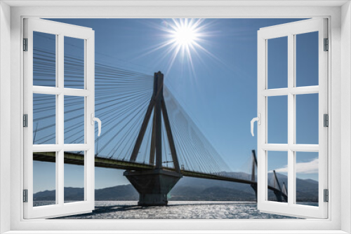 Fototapeta Naklejka Na Ścianę Okno 3D - Cable-stayed bridge in Greek Patras
