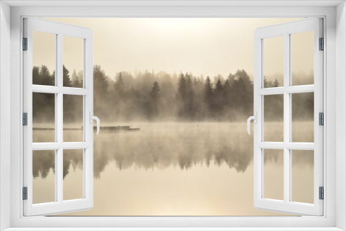 Fototapeta Naklejka Na Ścianę Okno 3D - A fog on a cold autumn morning, Sainte-Apolline, Québec, Canada