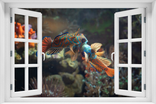 Fototapeta Naklejka Na Ścianę Okno 3D - A pair of mandarin fish fighting