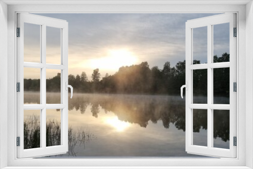 Fototapeta Naklejka Na Ścianę Okno 3D - Foggy lake 