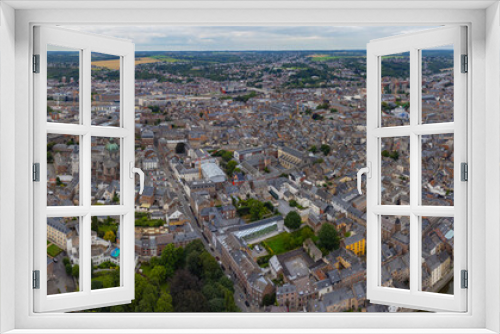 Aerial view around the city Namur in Belgium on an overcast afternoon in summer
