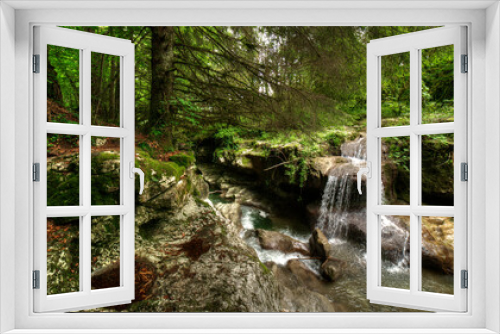 Fototapeta Naklejka Na Ścianę Okno 3D - Cascade sur le Séran dans les gorges de Thurignin à Belmont-Luthézieu, Ain, France