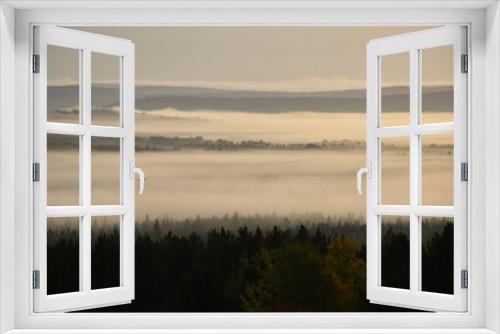 Fototapeta Naklejka Na Ścianę Okno 3D - A fog on an autumn morning, Sainte-Apolline, Québec, Canada
